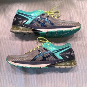 Pre-owned ASICS Gel Kinsei 6 T692N Sz 11 Gray Blue Green Running Shoes